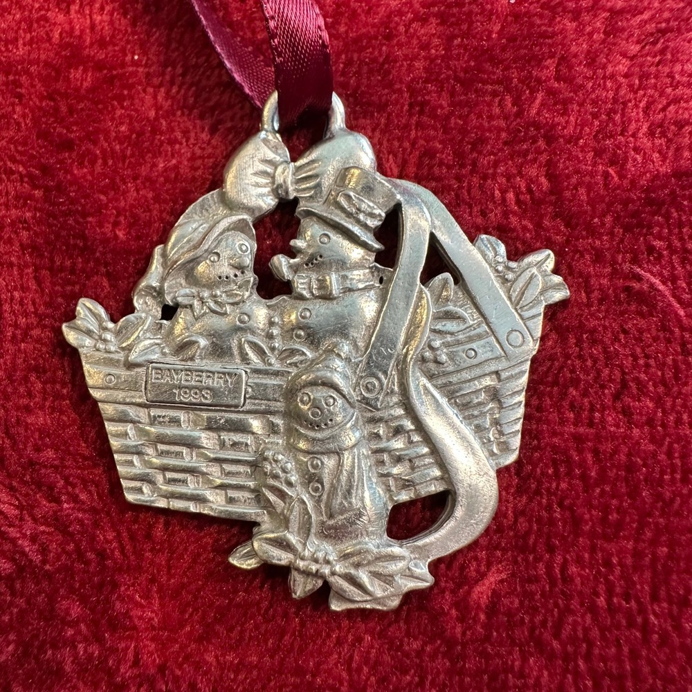 Longaberger Bayberry 1993 Pewter Snowman Basket Christmas Ornament Vintage‎ 1997